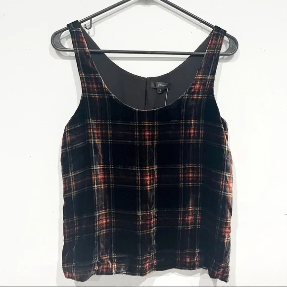 NWT J crew velvet plaid tank top - Picture 3 of 6